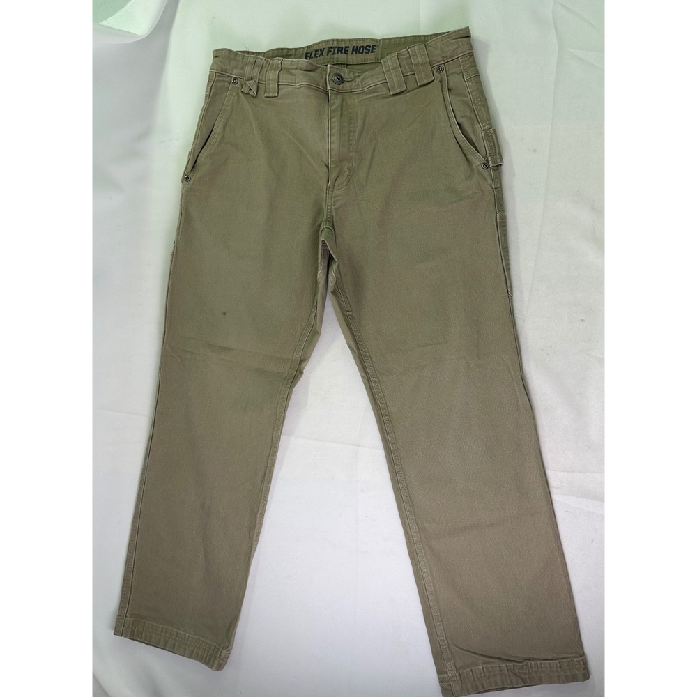 Duluth Trading Co Flex Fire Hose Standard Fit Carpenter Pant Khaki Stretch 34x30